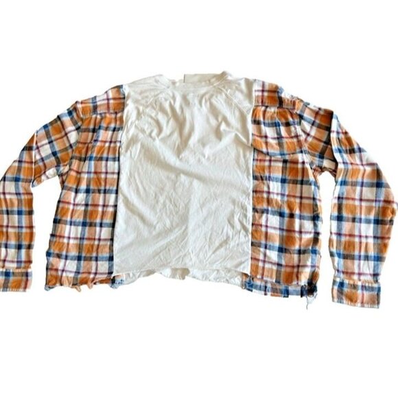 Unisex XXL Upcycled CARHART Goodfellow Fall Plaid Distressed Mixed Media Hipster - Picture 2 of 4